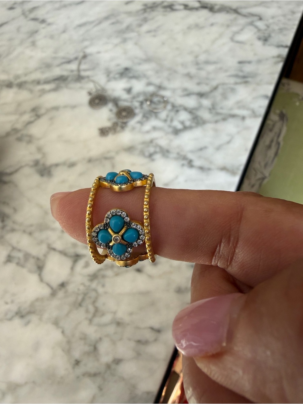 Freida Rothman cigar band turquoise ring . Size 8 new